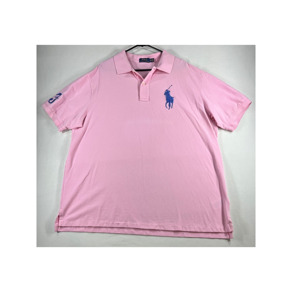 Polo Ralph Lauren Mens Pink Big Pony Short Sleeve Polo Shirt 2XB Big & Tall